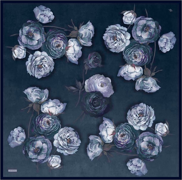 Armine Çiçek Desenli Saf İpek Twill Eşarp 9419D 56