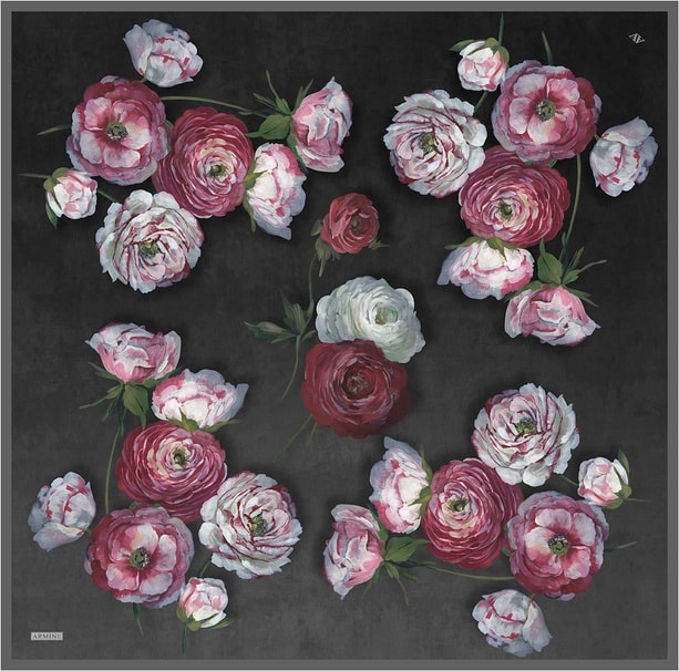 Armine Çiçek Desenli Saf İpek Twill Eşarp 9419D 85