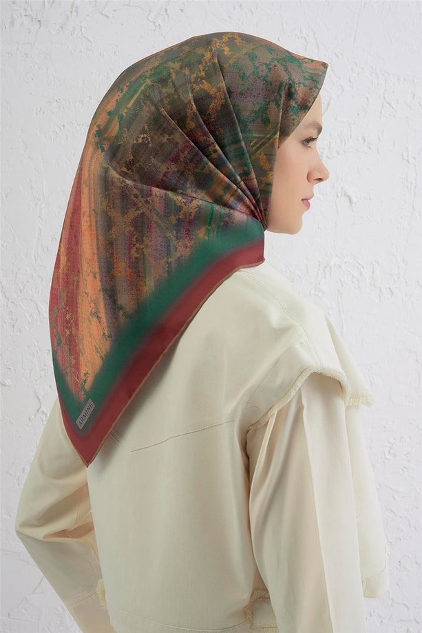 Armine Soyut Desenli Saf İpek Twill Eşarp 9420D 04