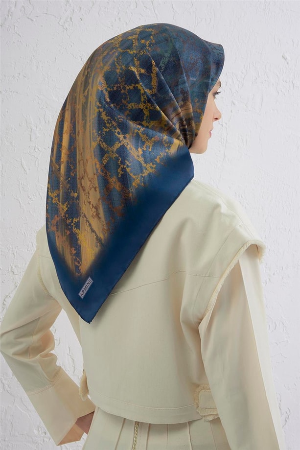 Armine Soyut Desenli Saf İpek Twill Eşarp 9420D 54