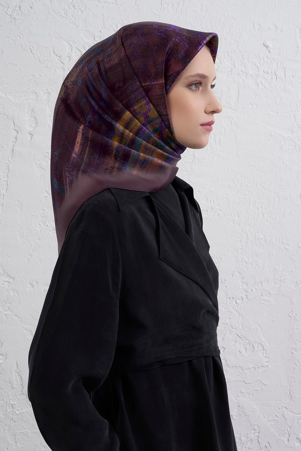 Armine Soyut Desenli Saf İpek Twill Eşarp 9420D 80