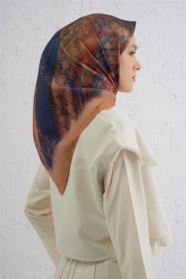 Armine Soyut Desenli Saf İpek Twill Eşarp 9420D 82