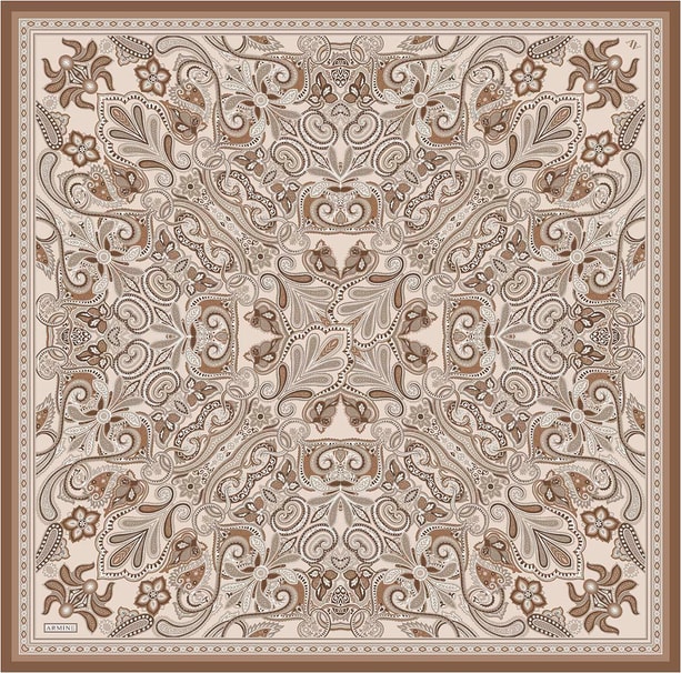 Armine Etnik Desen Saf İpek Twill Eşarp 9421D 04