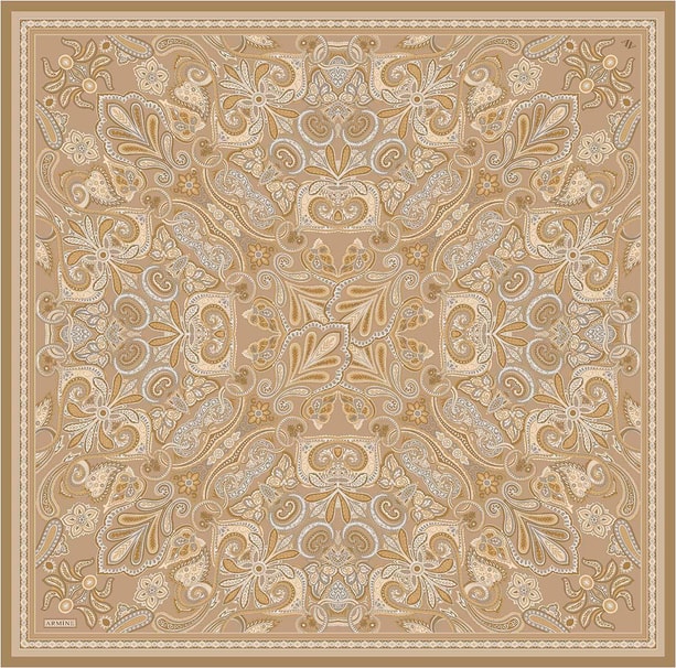 Armine Etnik Desen Saf İpek Twill Eşarp 9421D 05