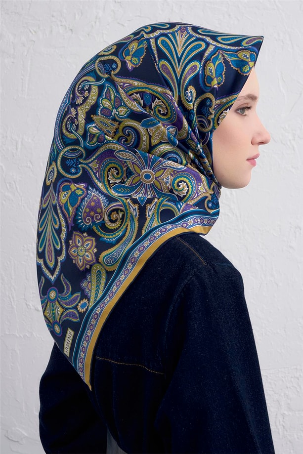 Armine Etnik Desen Saf İpek Twill Eşarp 9421D 08