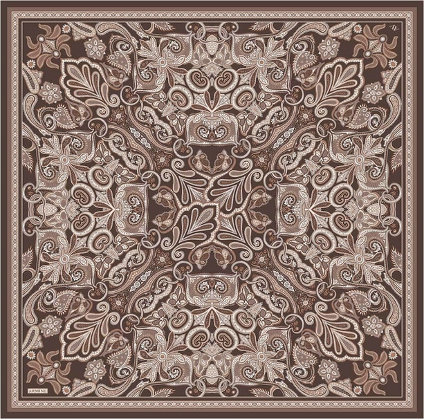 Armine Etnik Desen Saf İpek Twill Eşarp 9421D 32