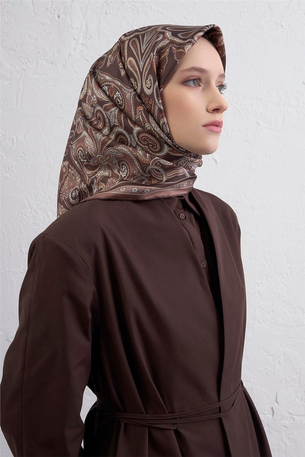 Armine Etnik Desen Saf İpek Twill Eşarp 9421D 32