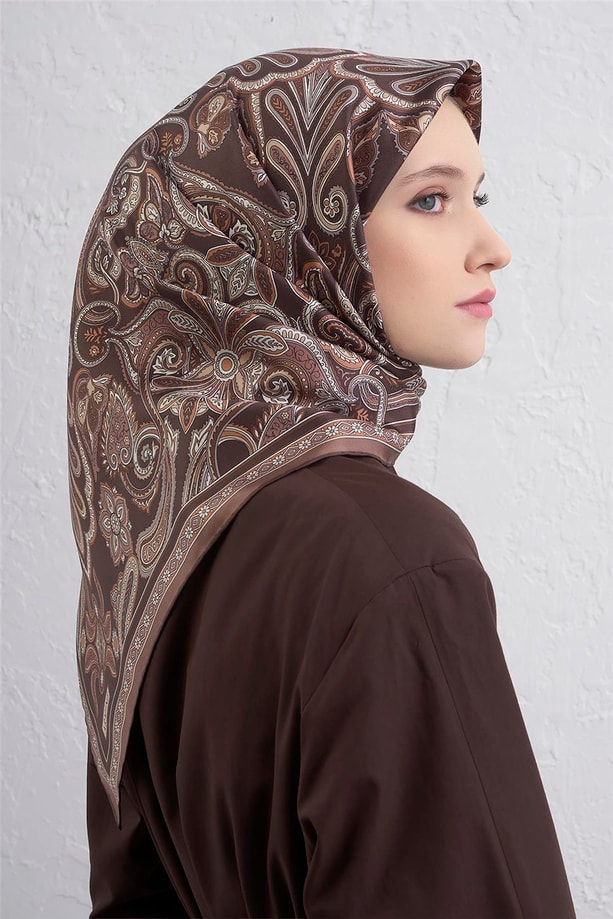 Armine Etnik Desen Saf İpek Twill Eşarp 9421D 32