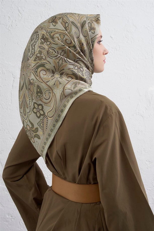 Armine Etnik Desen Saf İpek Twill Eşarp 9421D 36