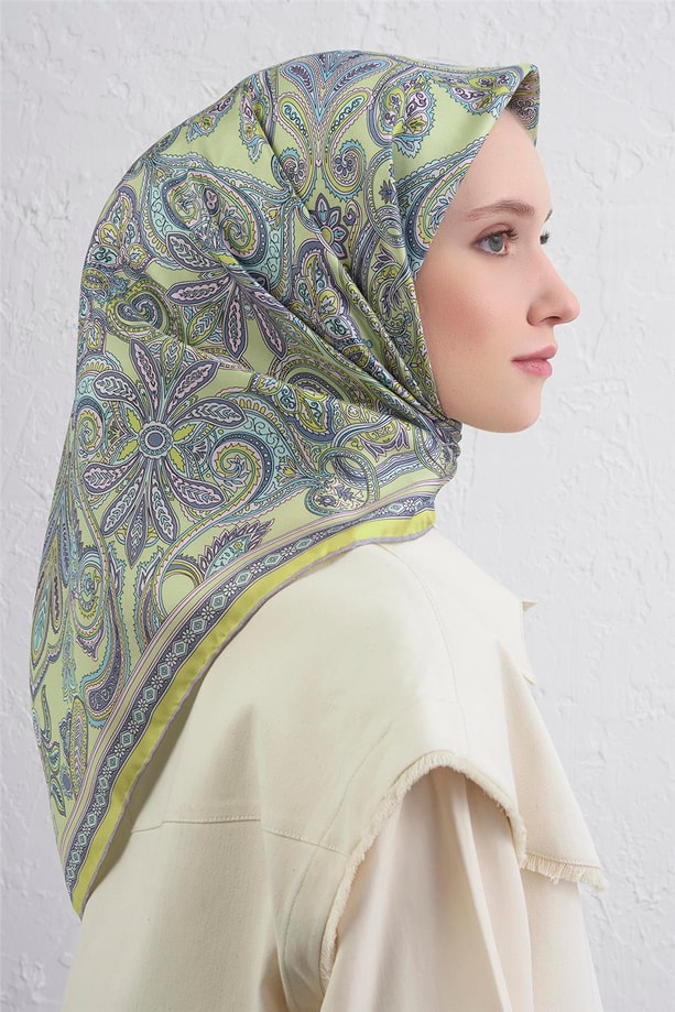 Armine Etnik Desen Saf İpek Twill Eşarp 9421D 83