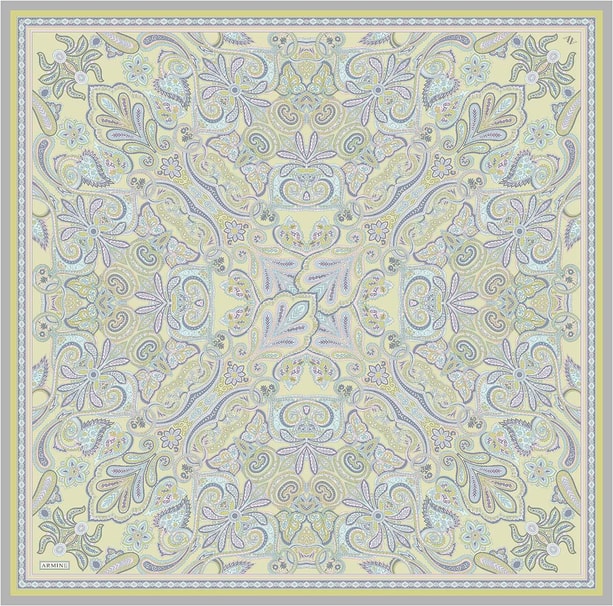 Armine Etnik Desen Saf İpek Twill Eşarp 9421D 83