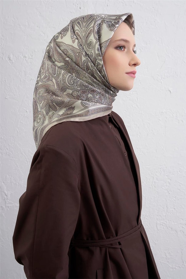 Armine Etnik Desen Saf İpek Twill Eşarp 9421D 84