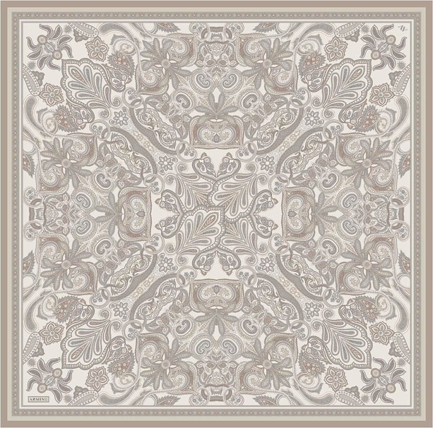 Armine Etnik Desen Saf İpek Twill Eşarp 9421D 84