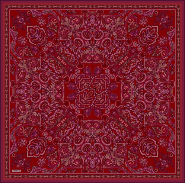 Armine Etnik Desen Saf İpek Twill Eşarp 9421D 85