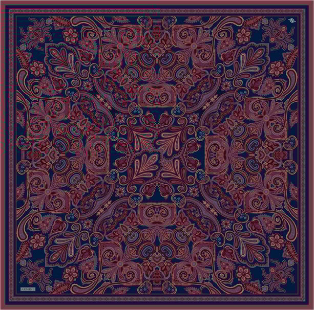 Armine Etnik Desen Saf İpek Twill Eşarp 9421D 88