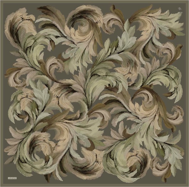 Armine Soyut Desenli Saf İpek Twill Eşarp 9423D 86
