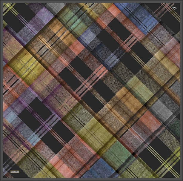 Armine Geometrik Desenli Saf İpek Twill Eşarp 9424D 80