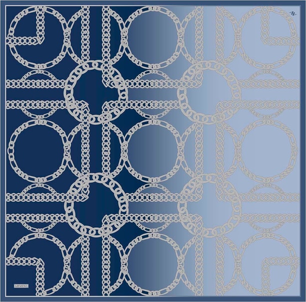 Armine Geometrik Desenli Saf İpek Twill Eşarp 9427D 06