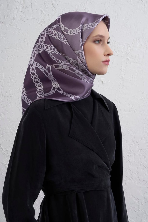 Armine Geometrik Desenli Saf İpek Twill Eşarp 9427D 31