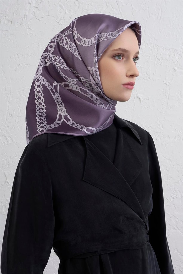 Armine Geometrik Desenli Saf İpek Twill Eşarp 9427D 31