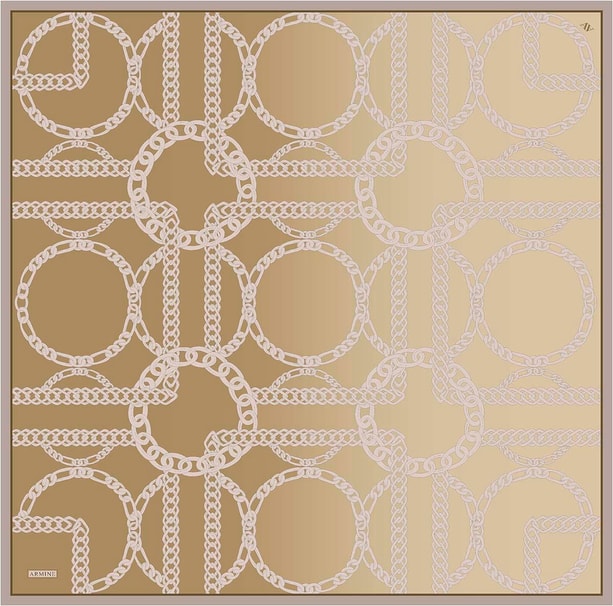 Armine Geometrik Desenli Saf İpek Twill Eşarp 9427D 33