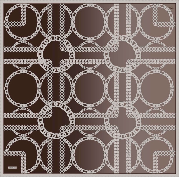 Armine Geometrik Desenli Saf İpek Twill Eşarp 9427D 81