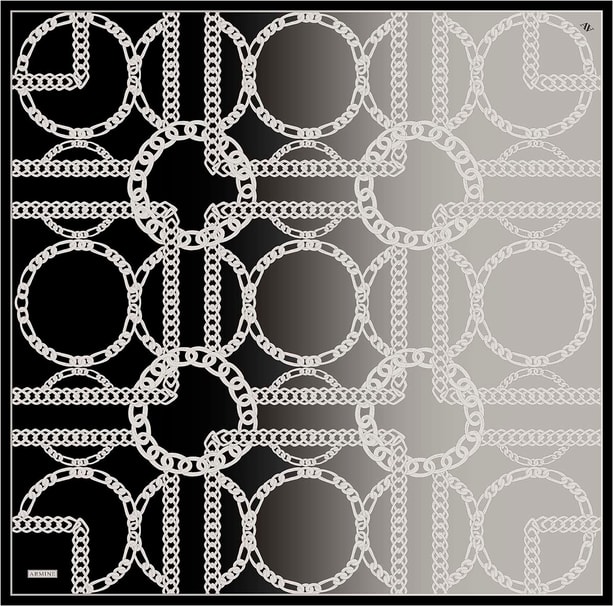 Armine Geometrik Desenli Saf İpek Twill Eşarp 9427D 82