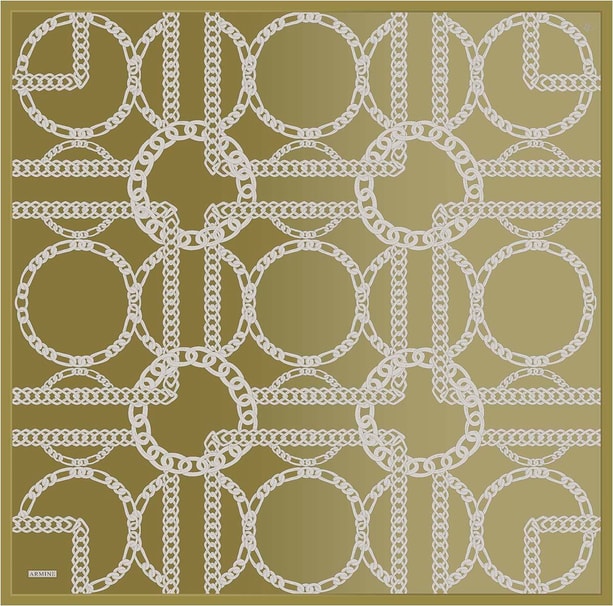 Armine Geometrik Desenli Saf İpek Twill Eşarp 9427D 83