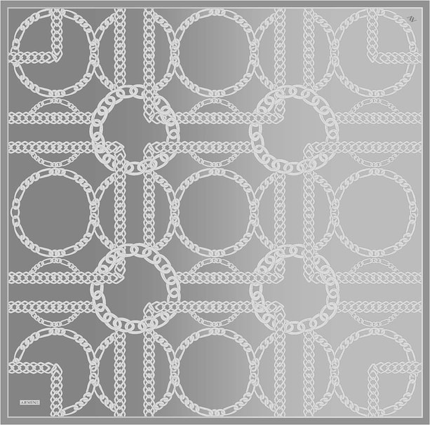 Armine Geometrik Desenli Saf İpek Twill Eşarp 9427D 88