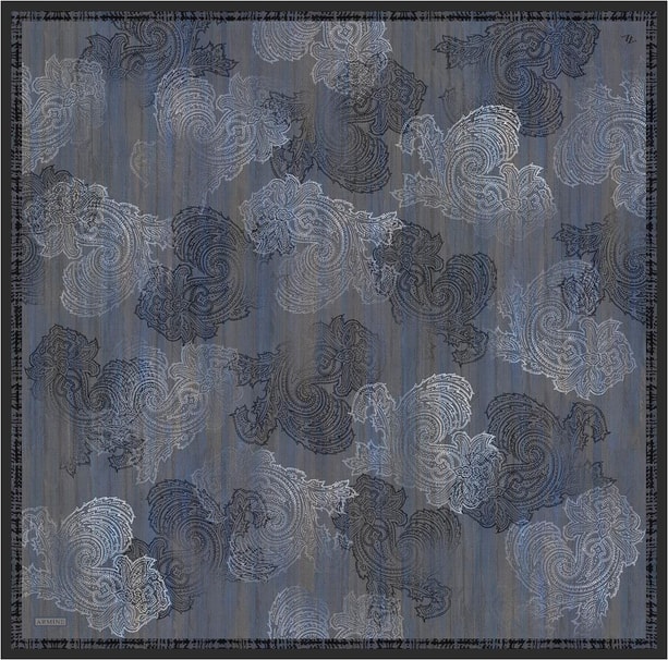 Armine Klasik Desenli Saf İpek Twill Eşarp 9428D 02