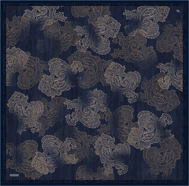 Armine Klasik Desenli Saf İpek Twill Eşarp 9428D 05