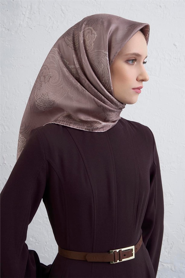 Armine Klasik Desenli Saf İpek Twill Eşarp 9428D 37