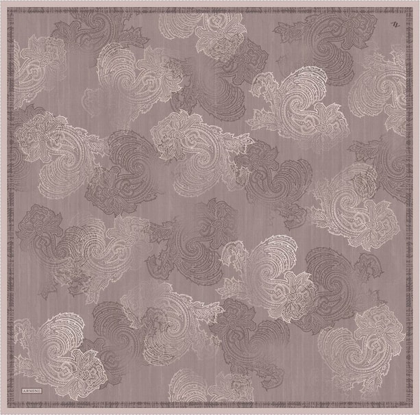 Armine Klasik Desenli Saf İpek Twill Eşarp 9428D 37