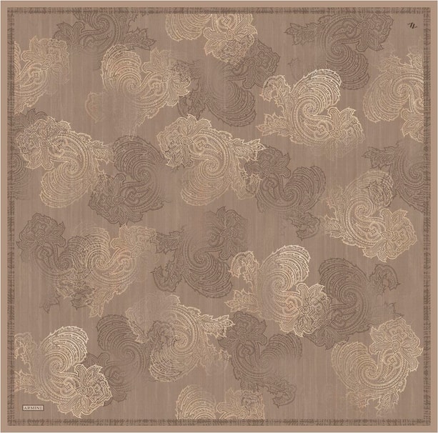 Armine Klasik Desenli Saf İpek Twill Eşarp 9428D 38