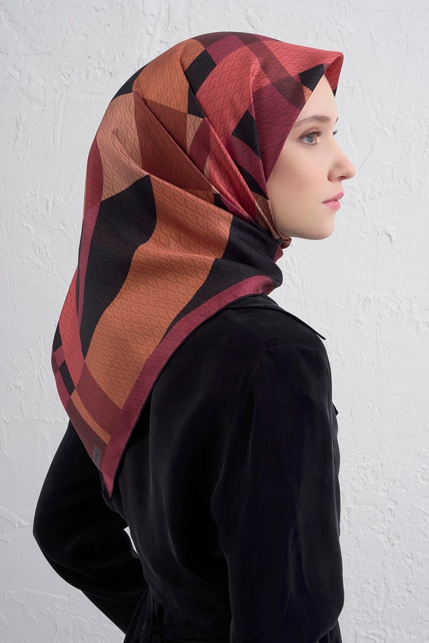 Armine Monogram Desenli Saf İpek Twill Eşarp 9429D 04