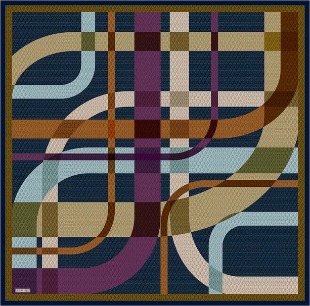 Armine Monogram Desenli Saf İpek Twill Eşarp 9429D 80