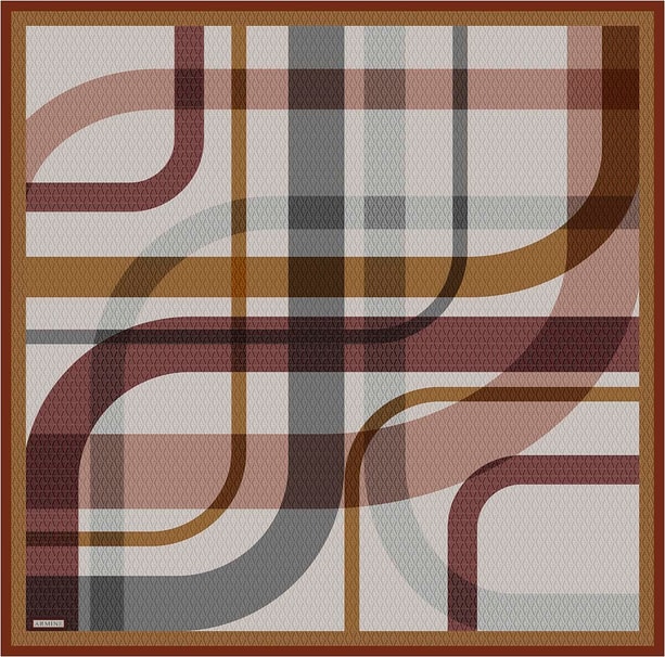 Armine Monogram Desenli Saf İpek Twill Eşarp 9429D 81