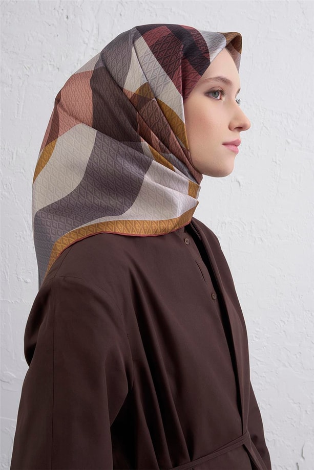 Armine Monogram Desenli Saf İpek Twill Eşarp 9429D 81