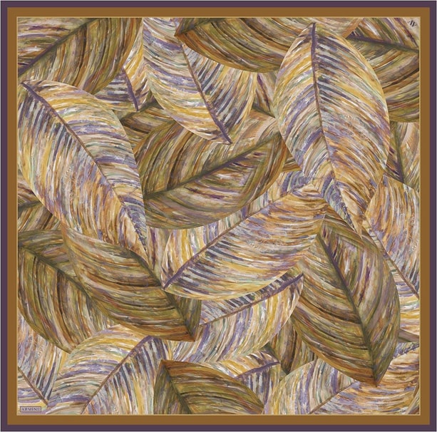 Armine Klasik Desenli Saf İpek Twill Eşarp 9430D 01