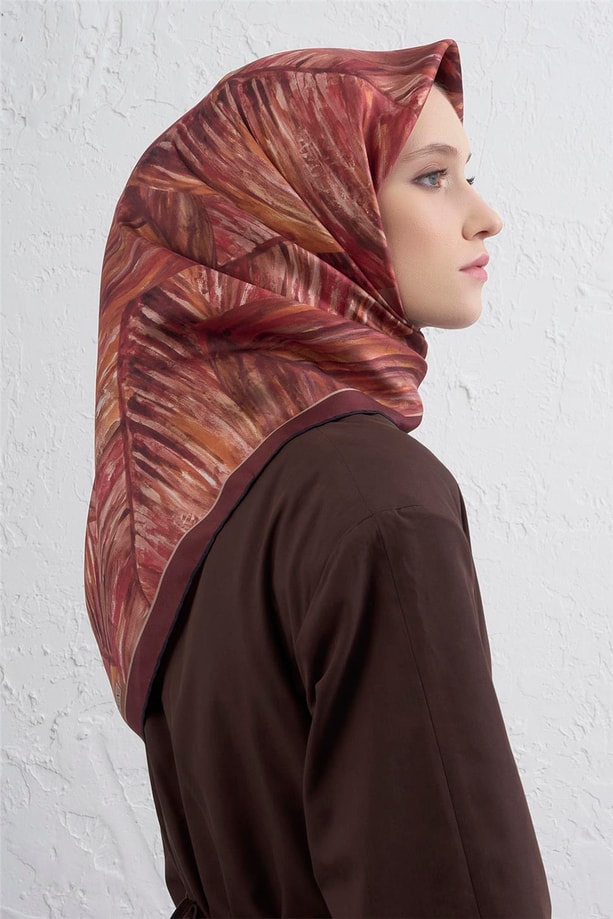 Armine Klasik Desenli Saf İpek Twill Eşarp 9430D 31