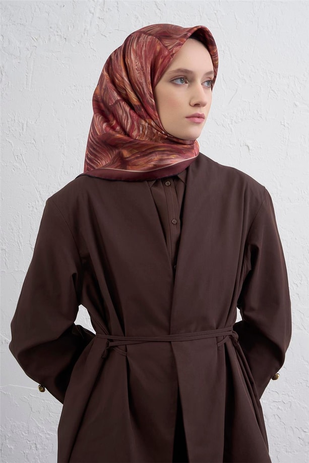 Armine Klasik Desenli Saf İpek Twill Eşarp 9430D 31