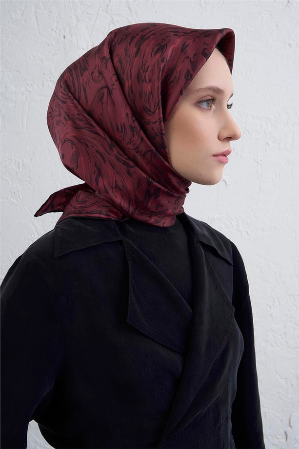 Armine Soyut Desenli Saf İpek Twill Eşarp 9431D 01