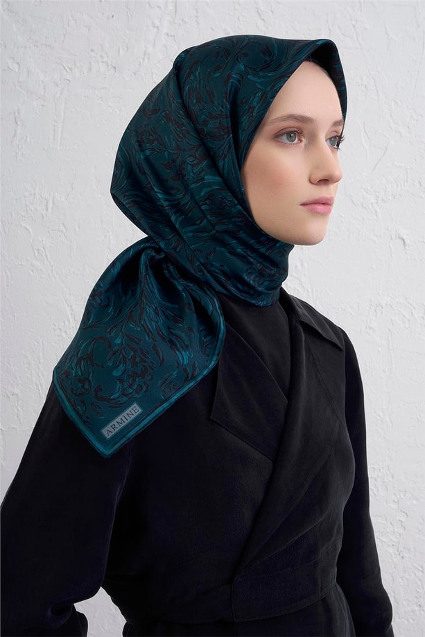 Armine Soyut Desenli Saf İpek Twill Eşarp 9431D 81