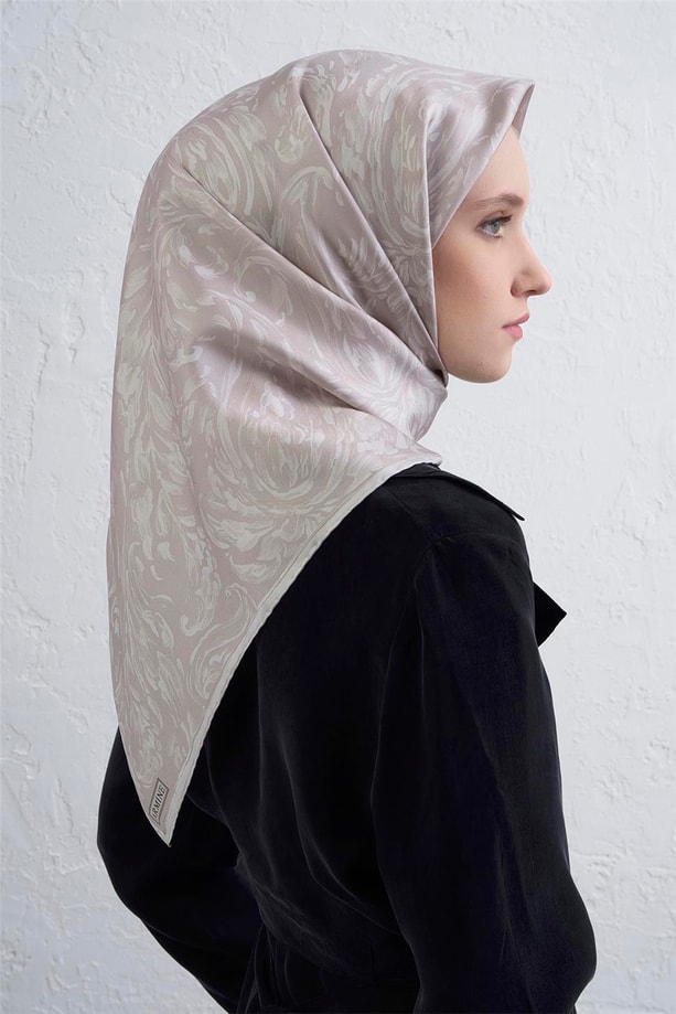 Armine Soyut Desenli Saf İpek Twill Eşarp 9431D 85