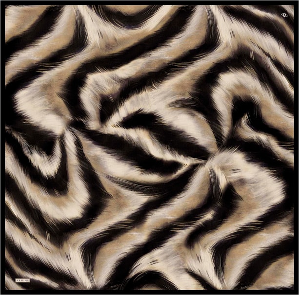 Armine Leopar Desenli Saf İpek Twill Eşarp 9432D 02