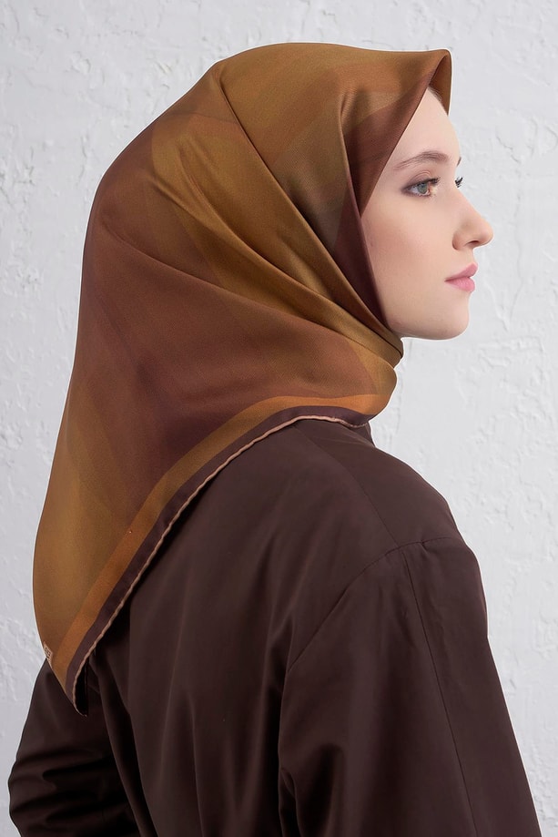Armine Soyut Desenli Saf İpek Twill Eşarp 9436D 33