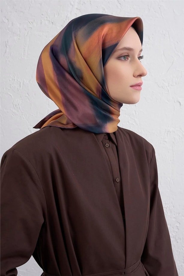 Armine Soyut Desenli Saf İpek Twill Eşarp 9436D 82