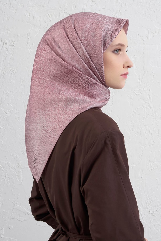 Armine Klasik Desenli Saf İpek Twill Eşarp 9437D 14