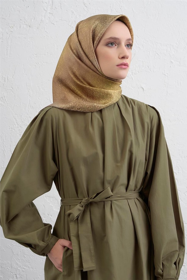 Armine Klasik Desenli Saf İpek Twill Eşarp 9437D 35