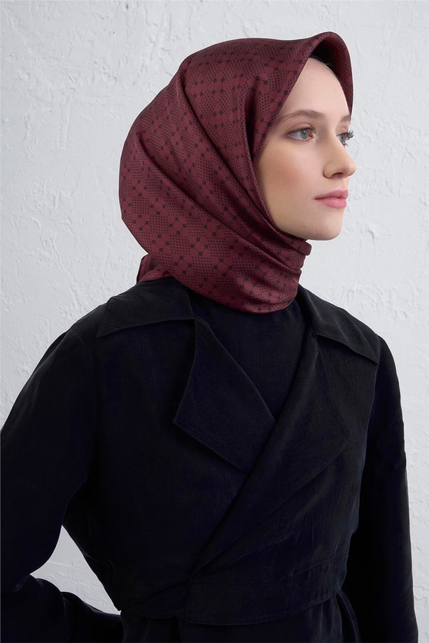 Armine Monogram Desenli Saf İpek Twill Eşarp 9440D 56